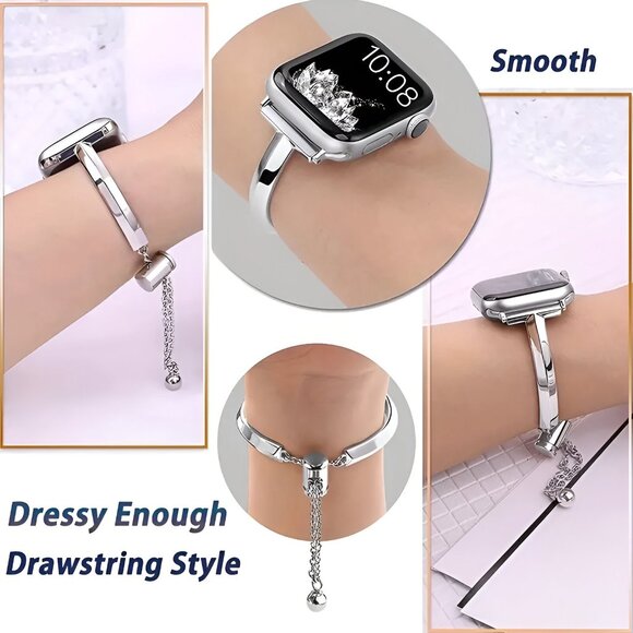 Apple Watch Band Adjustable Slim Stylish Strap Silver Stainless Bracelet - Picture 7 of 8